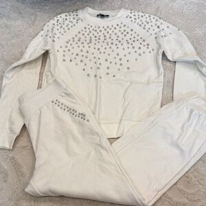 Express White Studded Sweater & Jogger Set